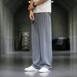 直筒裤男夏季冰丝裤日系休闲裤纯色水洗百搭拖地裤子8059-p65，男装休闲裤，电商A016