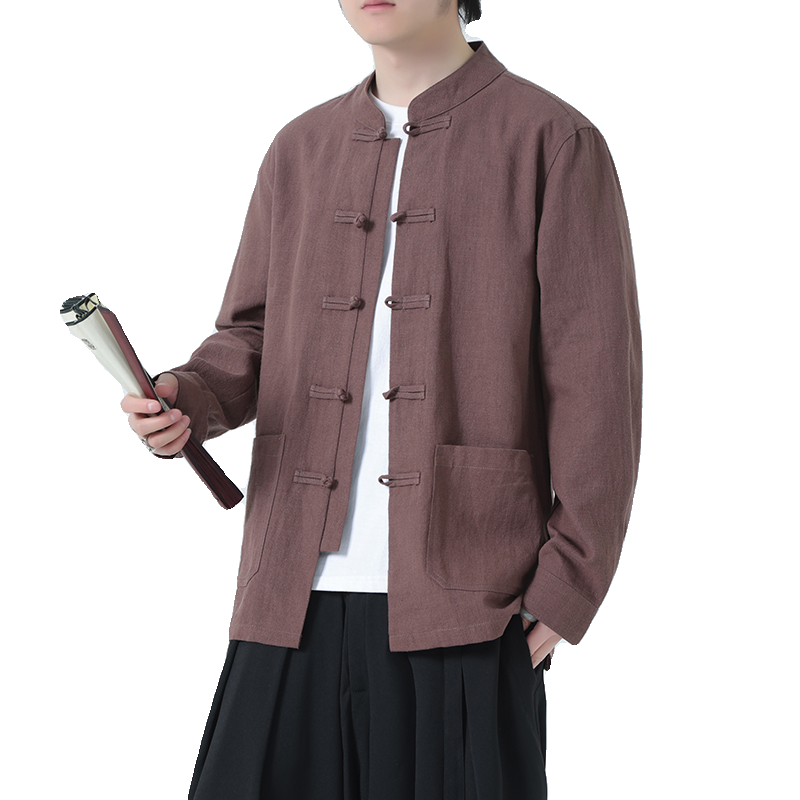 风外套汉服大码开衫夹克亚麻立领长袖衬衫男DSA016-1180-P95,男装夹克,电商A016