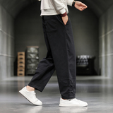 休闲裤秋冬季男裤风复古棉麻直筒裤纯色宽松百搭长裤8019p55，男装休闲裤，电商A016