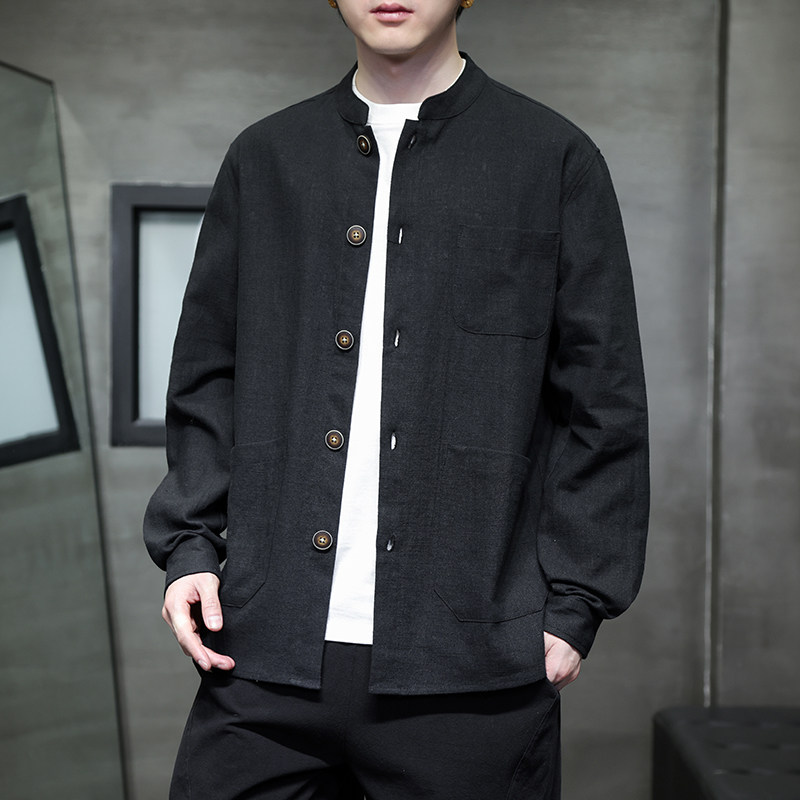 夹克秋冬男女新款长袖外套风大码棉麻上衣休闲汉服1177-P90图片