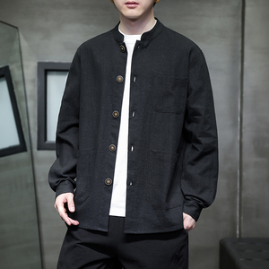 夹克秋冬男女新款长袖外套风大码棉麻上衣休闲汉服1177-P90图片