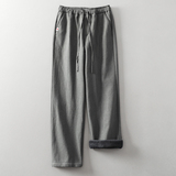 棉麻休闲加绒裤2025秋冬款男长裤加厚保暖直筒裤子潮8208加绒-P85，男装棉衣，电商A016