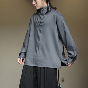 风外套春夏棉麻汉服唐装中式大码T恤纯色长袖衬衫男1192-P65图片