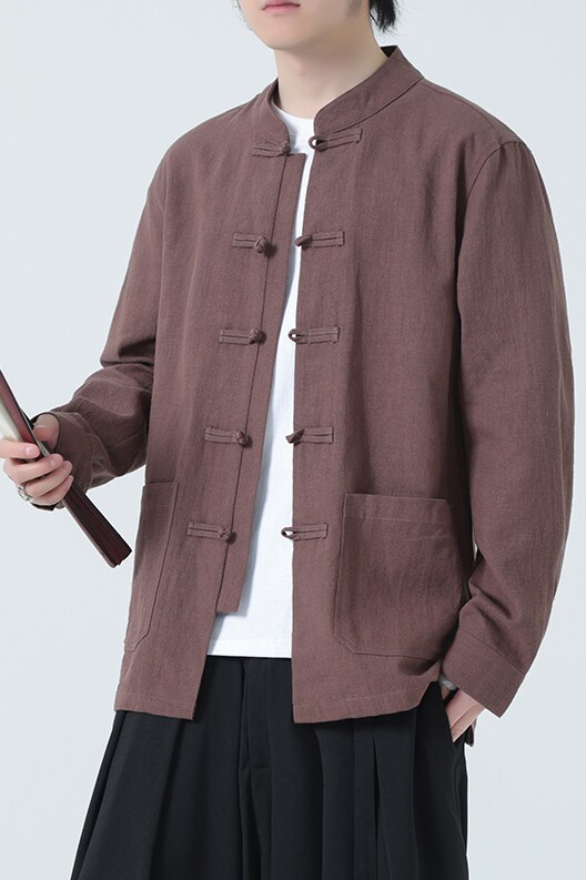风外套汉服大码开衫夹克亚麻立领长袖衬衫男DSA016-1180-P95,男装夹克,电商A016