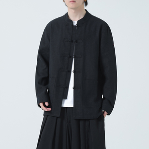 风外套汉服大码开衫夹克亚麻立领长袖衬衫男DSA016-1180-P95图片