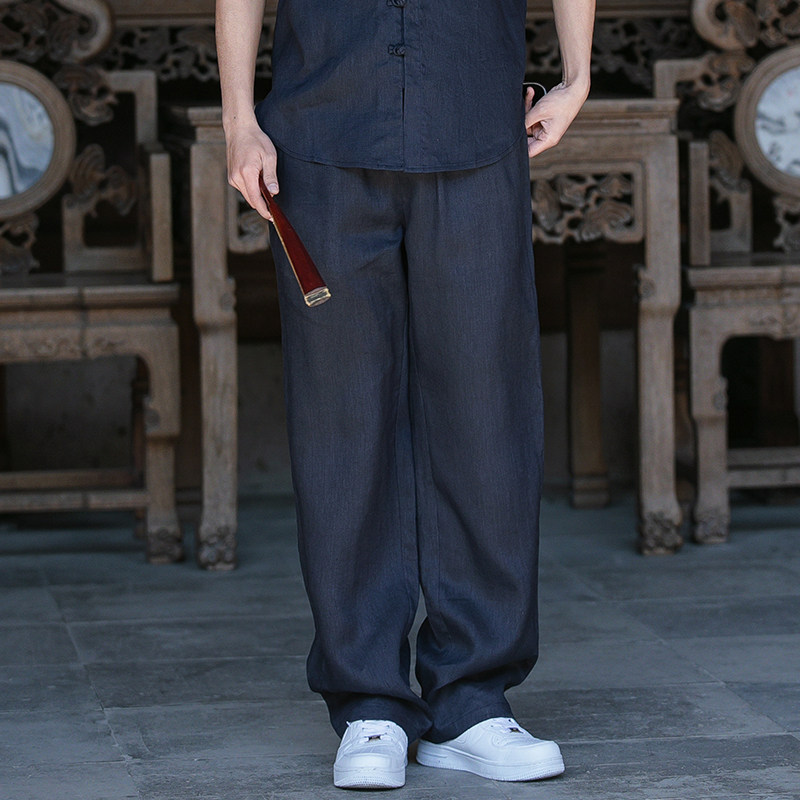 纯亚麻裤夏薄款男长裤休闲直筒裤风大码棉麻裤子8018p100,男装休闲裤,电商A016