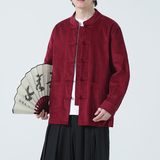 2025秋冬夹克风灯芯绒盘扣汉服唐装外套男长袖衬衫1199-P118，男装夹克，电商A016