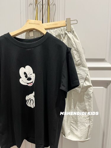 Jennie kids2026夏季新款男女童米奇卡通印花短袖T恤上衣