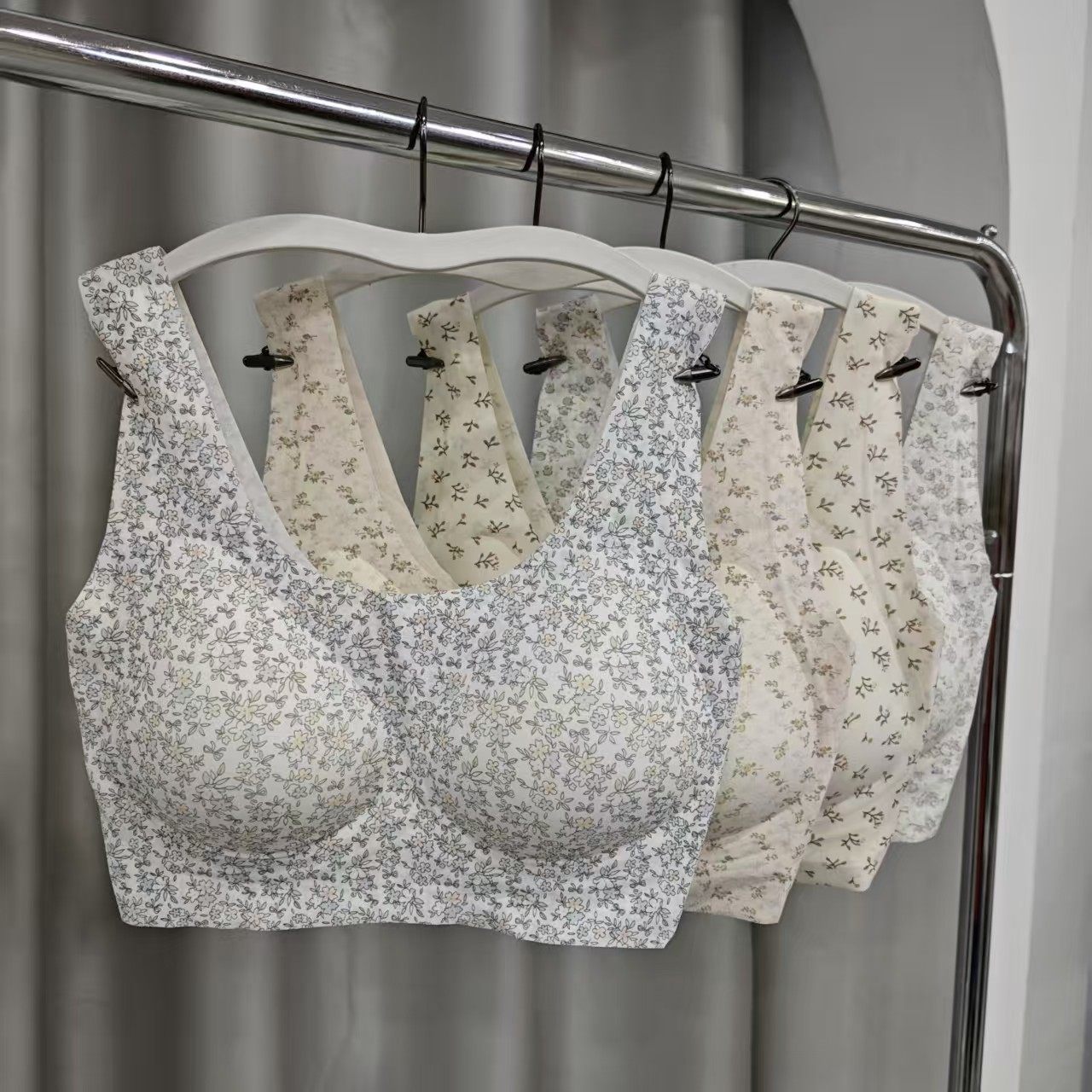 加肥大码女碎花美背抹胸内衣文胸