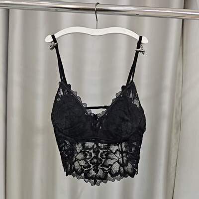 蕾丝美背胸垫可拆免文胸吊带背心