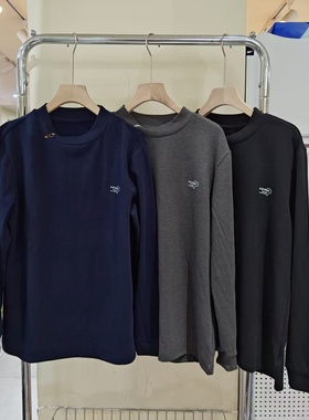 秋冬款男士太空棉小立领长袖T恤休闲百搭打底衫加绒保暖上衣2582