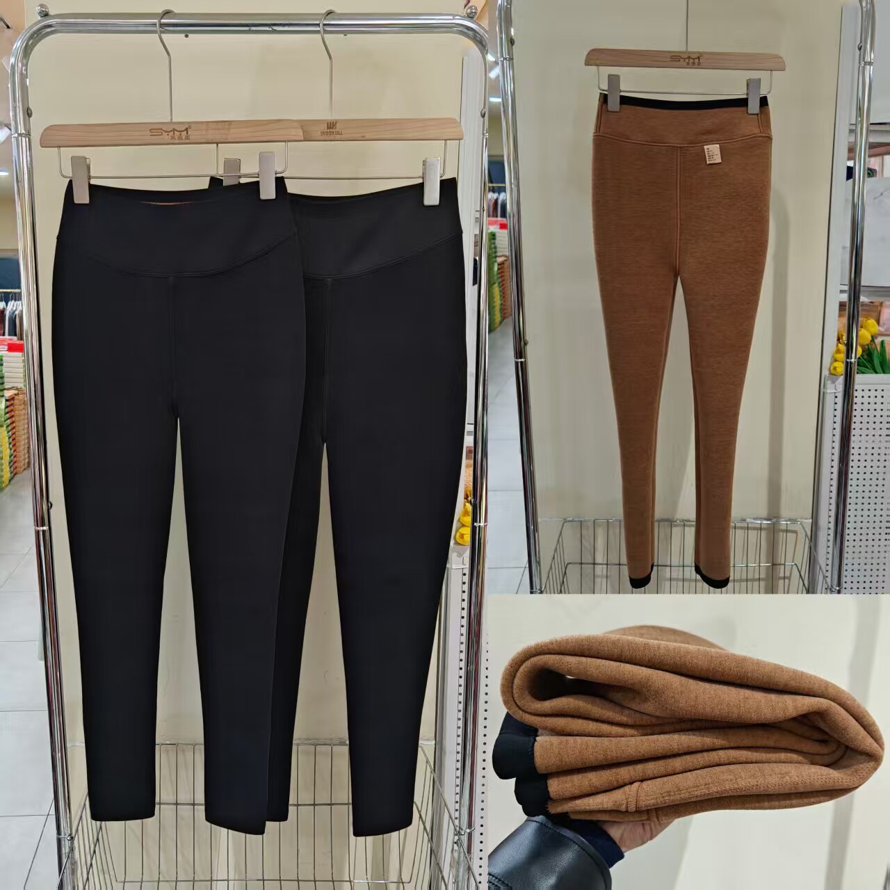 女士加绒加厚高腰打底裤弹力保暖百搭加肥大码修身防寒九分裤6203