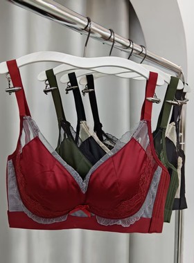 性感蕾丝无钢圈文胸AB杯小胸聚拢中厚杯防下垂舒适女豹纹内衣3335