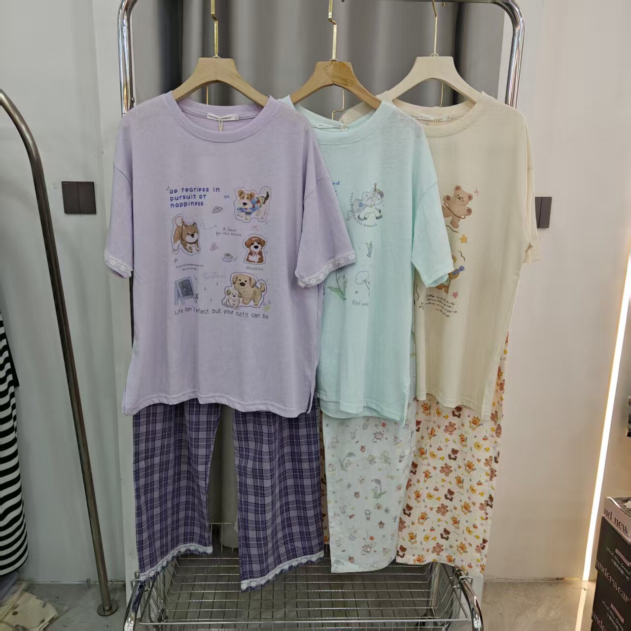 春夏新款女士短袖长裤睡衣8008宽松舒适可外穿宿舍家居服套装8015