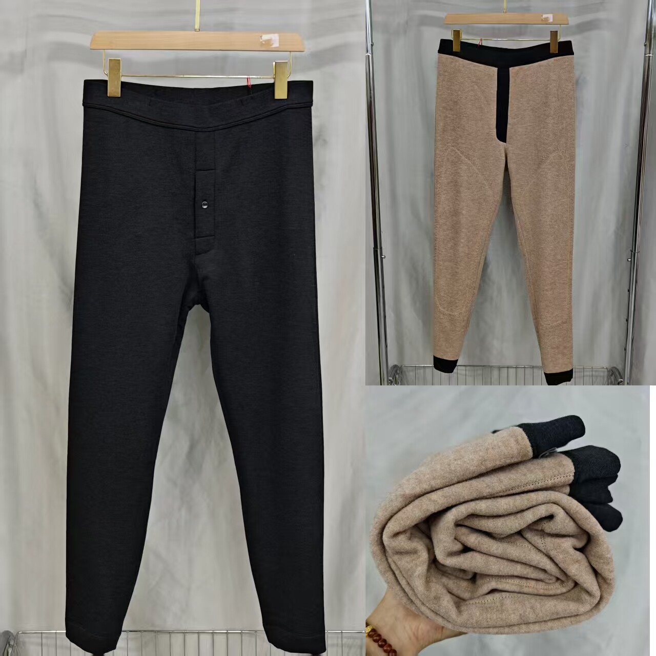 冬季双层羊毛男保暖护膝棉裤