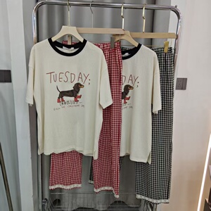 卡通小狗印花女士可外穿睡衣套装