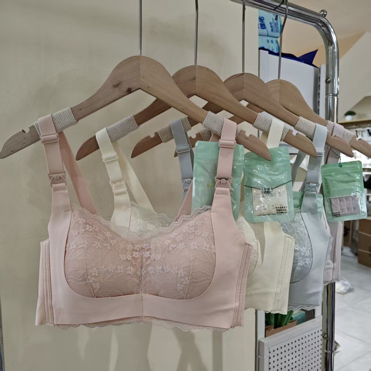 茶纤维上开扣哺乳内衣孕期文胸罩