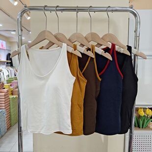 秋季新款女士带胸垫固定杯免穿文胸打底内衣螺纹保暖时尚背心8206