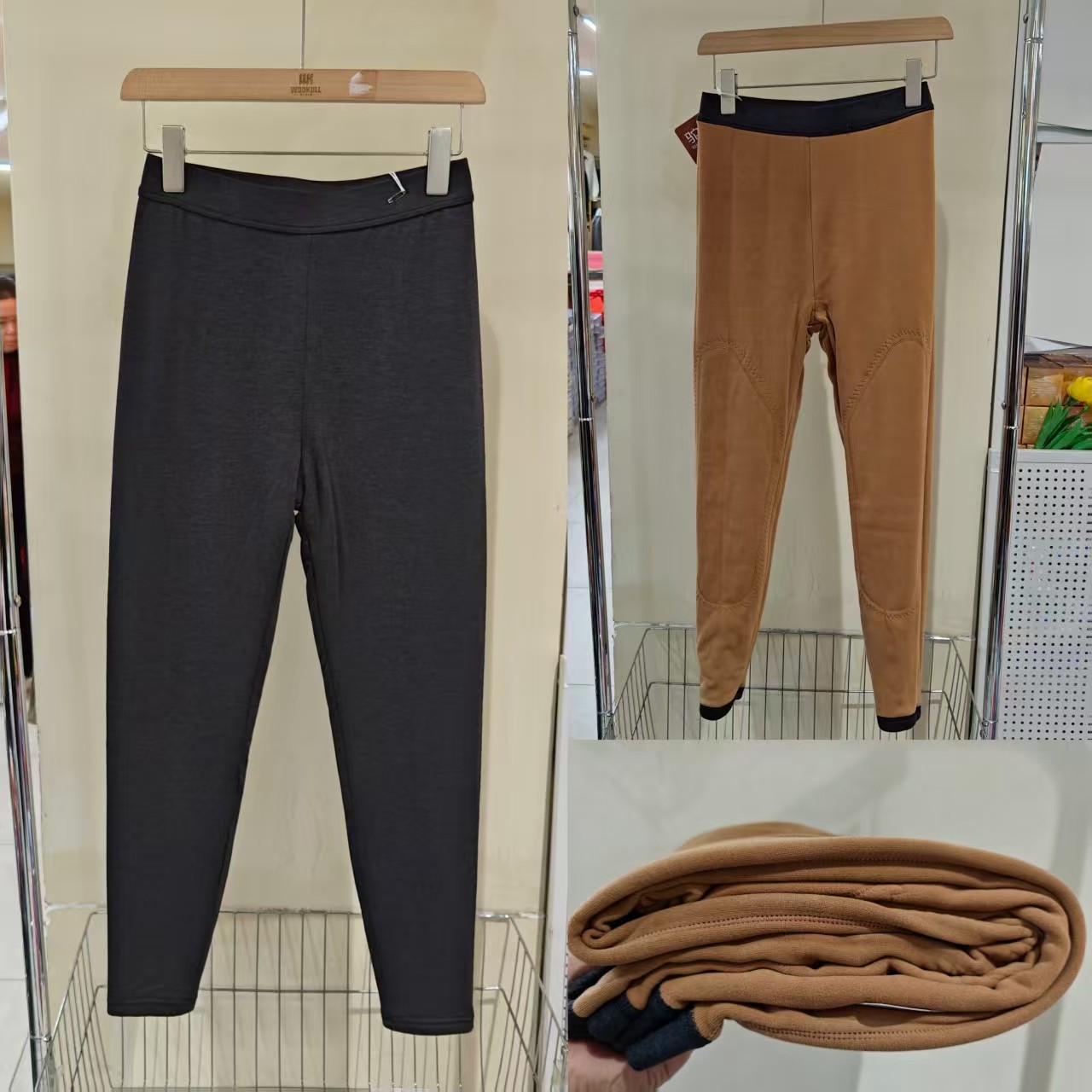 轻暖驼绒女裤冬季防寒保暖加绒加厚舒适透气高腰发热打底棉裤2582