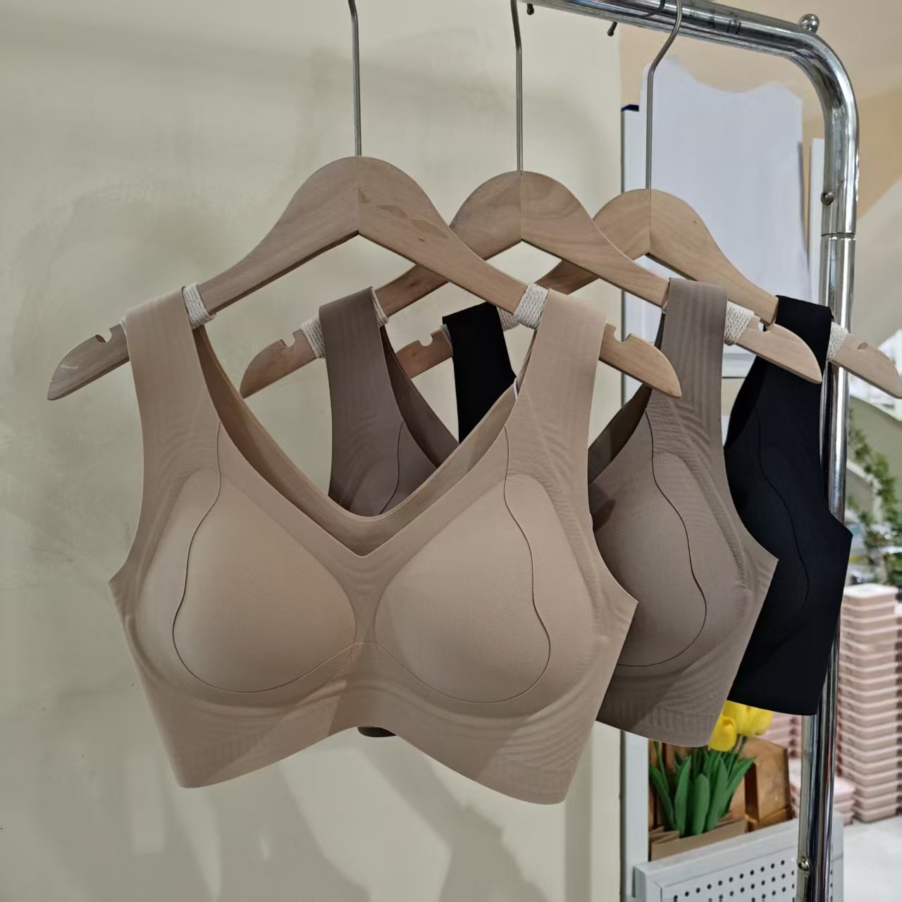 两件装润肤杯提拉美背内衣女士无痕固定ABC杯无钢圈聚拢文胸1057