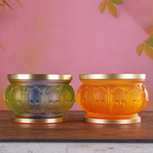 莲花插香炉供香仙家上香家用室内供奉观音财神仿琉璃鼎炉道家佛具