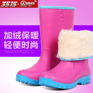 冬季加绒雨鞋女士时尚保暖雨靴一体绒棉水鞋防滑胶鞋套鞋轻便雨靴