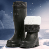 冬季 防滑防水胶鞋 EVA泡沫加绒雨靴男超轻一体棉水鞋 高筒保暖雨鞋