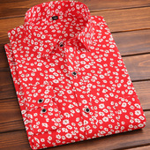 衬衫 男碎花韩版 男装 新款 印花衬衣青年休闲寸衫 长袖 修身 春秋季 薄款