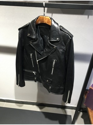 风格同款进口绵羊皮男士机车