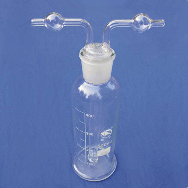 孟氏洗瓶250/500/1000ml实验玻璃洗气瓶直管式三角气体洗瓶优质
