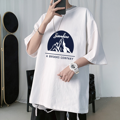 宽松五分袖男士时尚半袖T恤衫潮