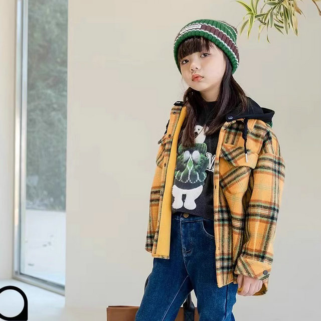 特价2025秋冬童装薄呢子厚男女童上衣休闲外套帽衫中大童712143