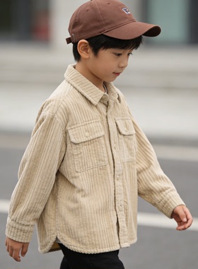 【110码】春秋全棉休闲灯芯绒外套开衫尖领时尚运动中大童073020