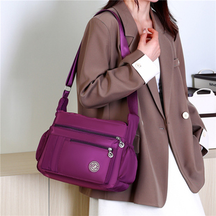 多隔层中老年女包牛津布单肩包多层斜挎包女多功能妈妈帆布背包