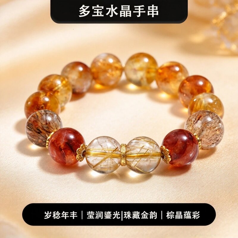【聚财纳福】水晶手串天然多宝招财百搭设计时尚小众女新款女手链