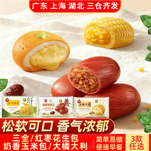 三全红枣花生包奶香玉米包大橘大利速冻早餐包点松软可口3款任选