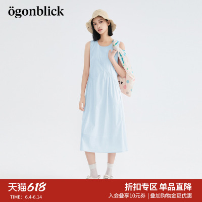 法式优雅分割设计背心连衣裙
