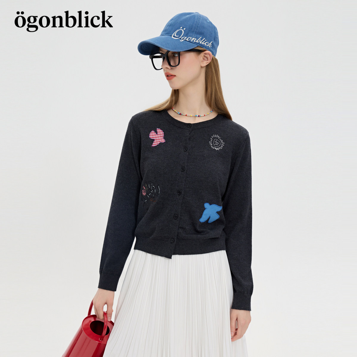 北欧时刻逗鸭燕子联名刺绣针织开衫女2026年春季新款潮流百搭毛衣,女装/女士精品,毛针织衫,淘宝优惠券,粉丝福利购,淘宝优惠卷