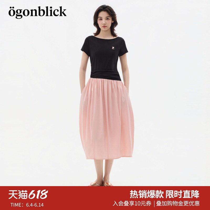 北欧时刻燕子刺绣不规则拼接花苞连衣裙女26年夏季新款宽松长裙子