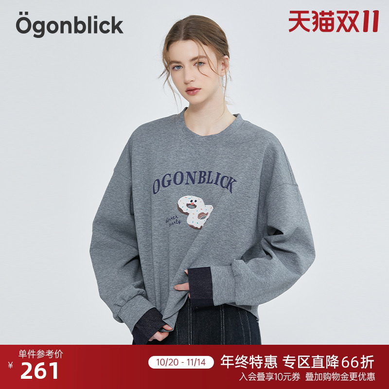 印花圆领百搭休闲卫衣女