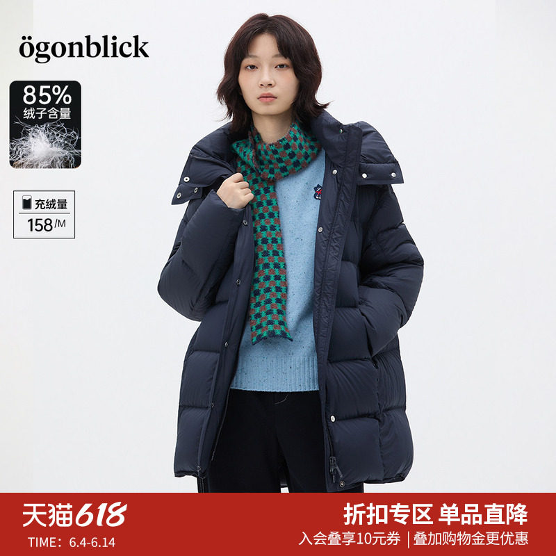 商场同款北欧时刻保暖加厚连帽羽绒服女冬季新款小个子面包服外套
