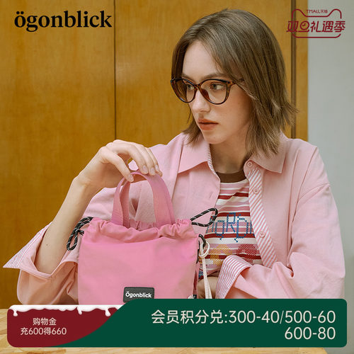 潮流撞色抽绳设计水桶包