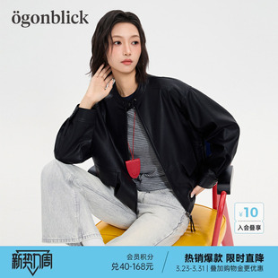 上衣 宽松百搭圆领短款 北欧时刻机车风pu皮衣外套女2026年春季 新款