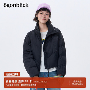 商场同款北欧时刻黑色立领羽绒服女26冬季新款防寒保暖宽松面包服