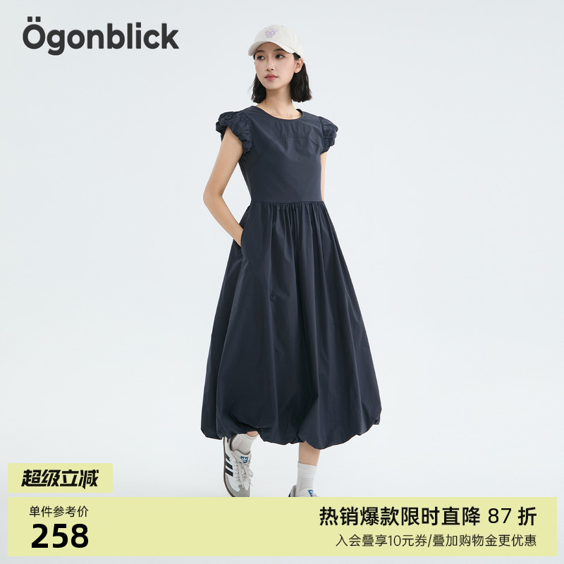 赫本风木耳花边连衣裙