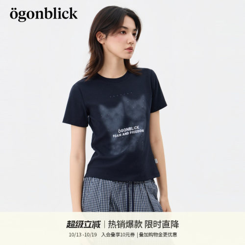 商场同款北欧时刻 潮流猫咪印花T恤女2026年夏季新款宽松百搭上衣