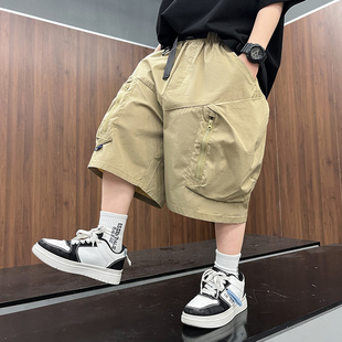 阔腿五分裤 裤 2026新款 工装 子潮 中大童学生青少年休闲中裤 男童夏季