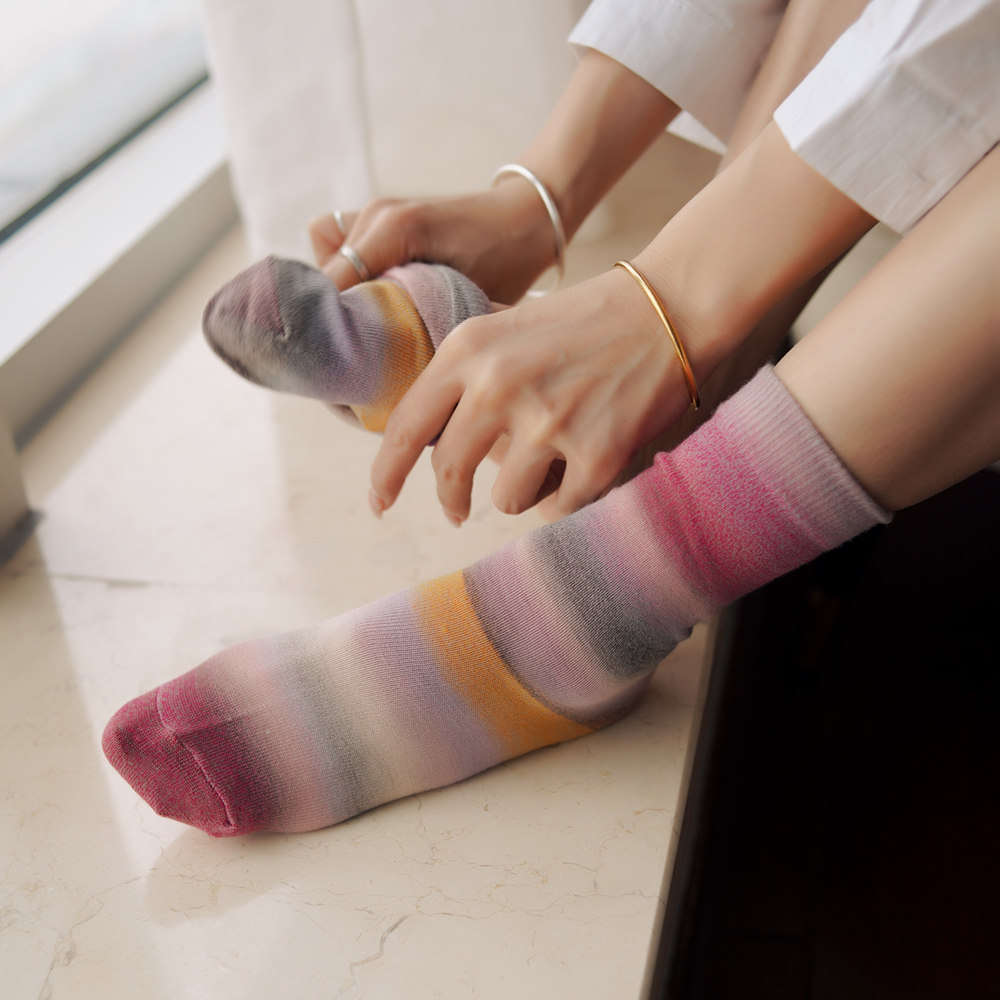 柚子坊 日本进口彩虹纱渐变色秋冬保暖混羊毛奢华高端女款短袜子,女士内衣/男士内衣/家居服,短袜,淘宝优惠券,粉丝福利购,淘宝优惠卷