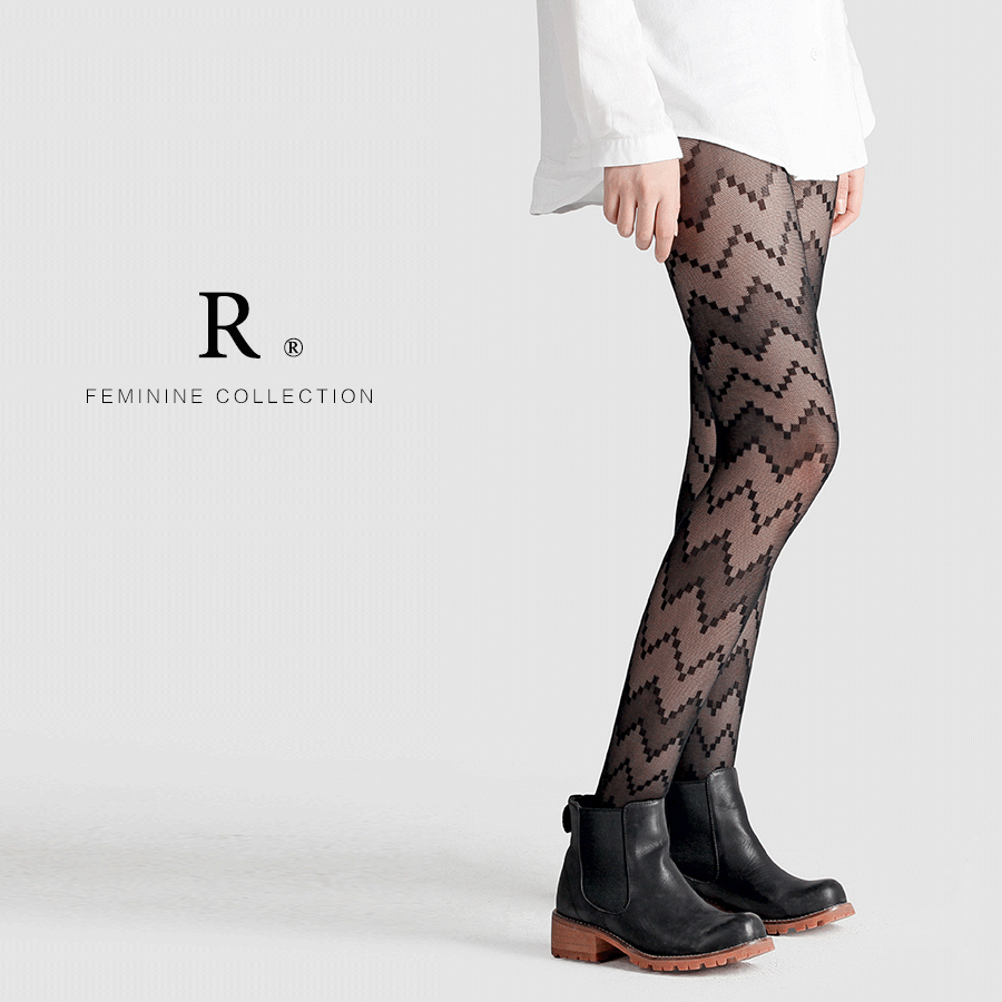 柚子坊 日本进口像素风大波浪色块镂空春夏女士打底丝袜子连裤袜