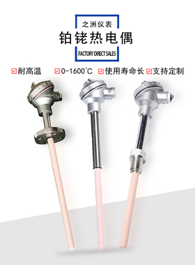 铂铑热电偶WRP/WRR/WRQ0-1600度高温刚玉管热电偶SBR型温度传感器